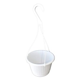 8" Fluted White Plastic Hanging Basket (5)