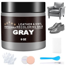STARTSO WORLD Gray Leather Recoloring Balm, Leather Repair Kit for Furniture,Couches & Car Seats, Leather Paint, Leather Color Restorer, Leather Scratch Remover