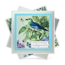 Kanban Crafts 'Serenity' 8 x 8 Inch Designer Premium Paper Pack - 24 Sheets of 190gsm Double-Sided Papers Featuring Florals, Leaves & Birds - for Card Making & Scrapbooking.