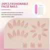 24Pcs Short False Nails with White Bow - French Tip