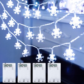 Minetom 4 Pack Christmas Snowflakes Lights, 14 Ft 30 LED Christmas Lights, Waterproof Snowflakes Holiday Lights, Shatterproof Xmas Fairy Lights for Indoor Decor