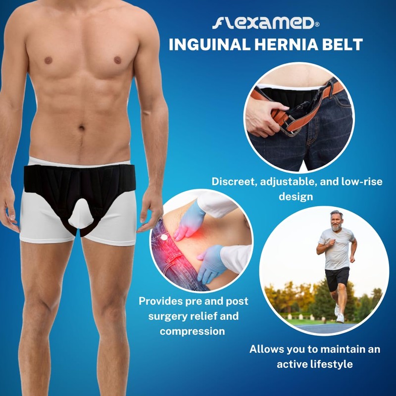 FlexaMed Hernia Gear Double Inguinal Hernia Groin Belt Black (L