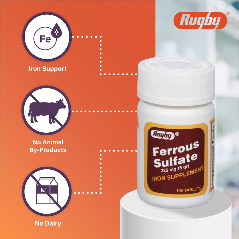 Rugby Ferrous Sulfate 325mg Tablets - Iron Supplement for Women