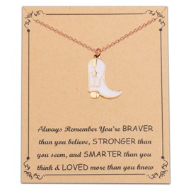 FUSTMW Cowgirl Boot Necklace Horse Lovers Gifts Equestrian Gifts for Horse Rider Owners Gifts Cowgirl Jewelry for Women Girls (Gold))