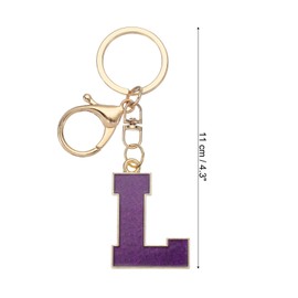 PATIKIL Initial Letter Keychain, Alphabet Letter Bag Charm Car Keyring Letter L Pendant Charm Key Chain for Key Wallet Purse Handbag Backpack, Purple