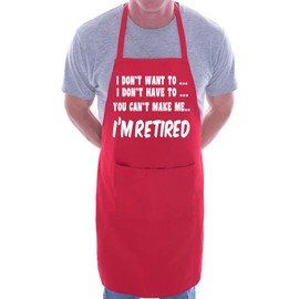 Print4U I Won't I'm Retired BBQ Cooking Funny Novelty Apron Red