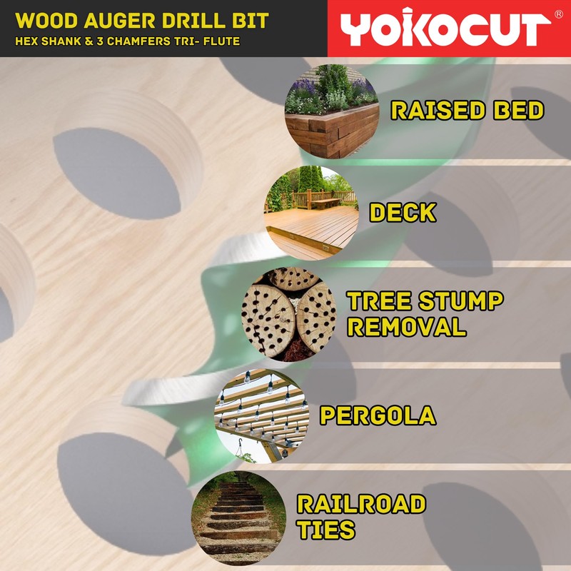 3/4"x 12" Auger Drill Bit for Wood, Hex Shank Tri-Flute