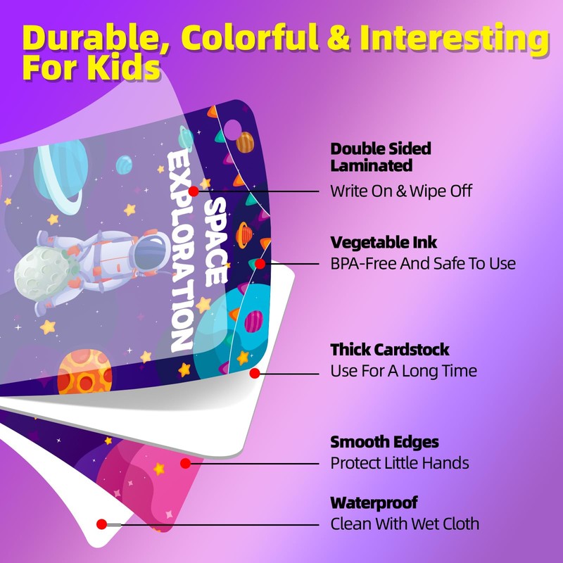 34PCS Outer Space Cognitive Flash Cards,Cognitive Pictures Flashcards for Space