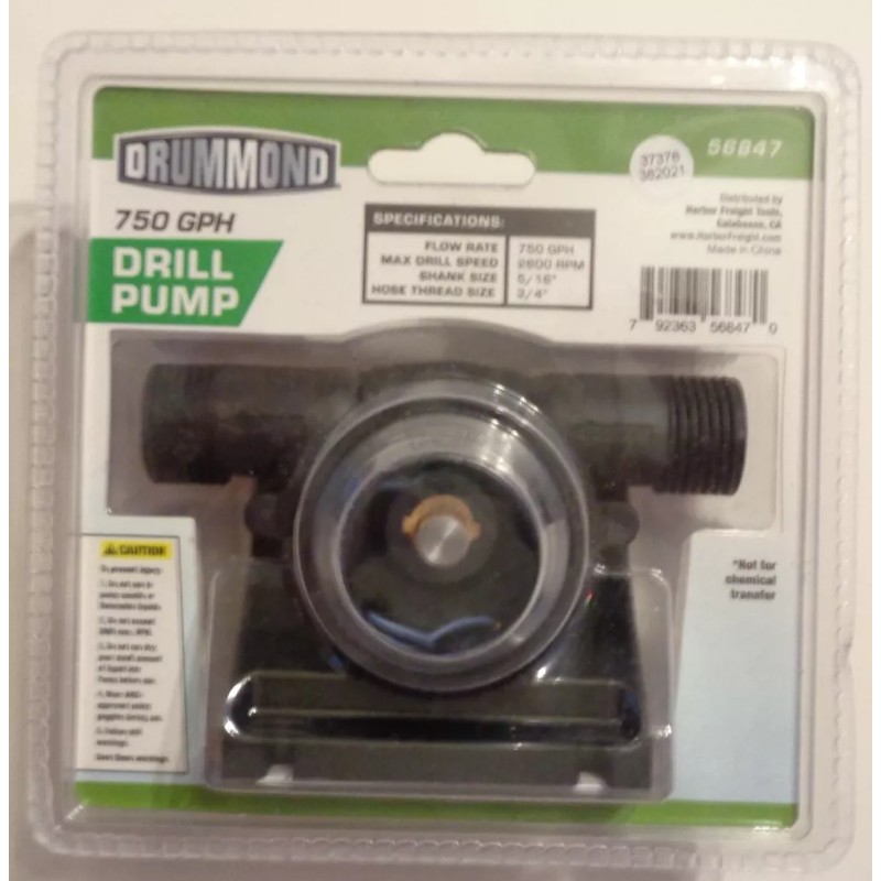 Drummond All Purpose Drill Water Pump Uses Power Drill and