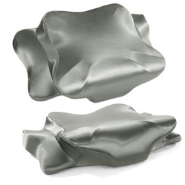 HOMBYS 2-Pack Satin Cervical Pillowcases (Only Pillowcase), Silky Satin Butterfly-Shaped Contour Pillow Cover Cervical Neck Pillow Case with Zipper for Side Back Stomach Sleepers (Gray, Queen Size)