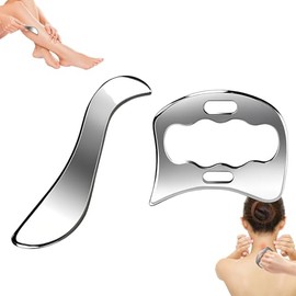Juego de herramientas de raspador muscular Gua Sha de acero inoxidable 2 en 1, para liberación miofascial, terapia física y masaje de tejido profundo 