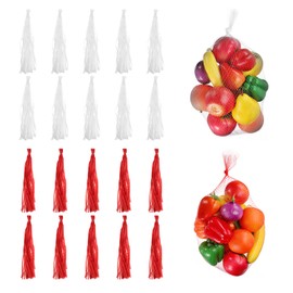 uxcell 100pcs Egg Hatching Bags, 28 Inch Mesh Nylon Netting Reusable Produce Mesh Bags Strong Stretchable Plastic Seafood Boil Bags for Fruits Vegetables Storage, White/Red