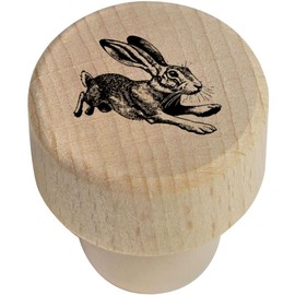 19mm 'Drawing of a Hare' Wooden Bottle Stopper/Cork (BS00027858)