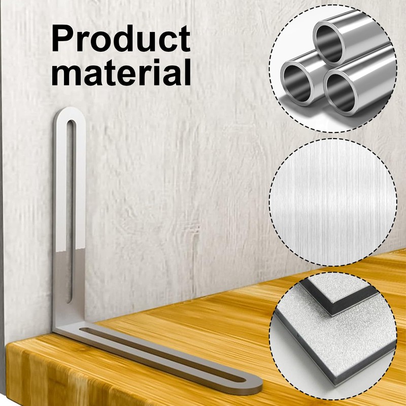 Pack of 2 Stainless Steel Angle Brackets, 90 Degree Right