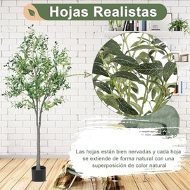 Árbol Artificial de Oliva 180CM Planta Falsa Grande Entera Desmontable Arbol Sintético de Fruto en Maceta Rama de Olivo Realista para Decoración...   