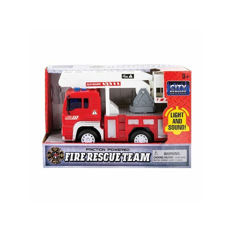 Playmaker Toys 3PC Set: 7" Friction Power Fire Truck Firefighter