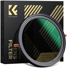 K&F Concept 49mm Variable ND Filter, ND2-ND32+CPL Filter, 2-in-1 Lens Filter, X-shaped Unevenness, Made in Japan, AGC Optical Glass, HD Super Resolution, Low Reflectivity, 28 Layer Nano Coating, Water