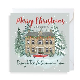 Second Ave Daughter & Son-in-Law Christmas House Square Xmas Holiday Festive Greetings Card