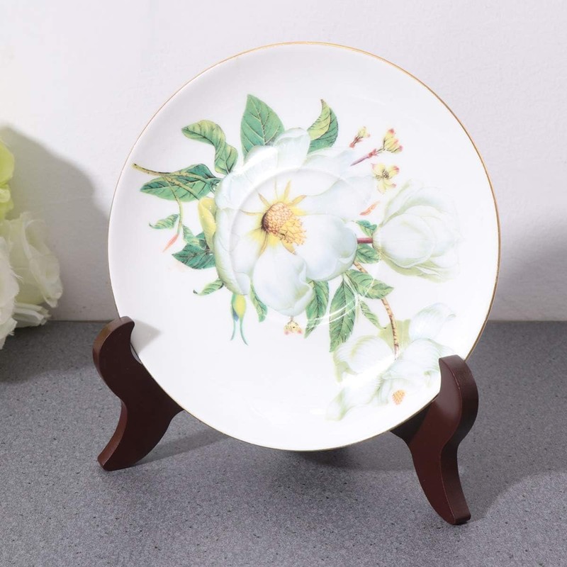 Brown Wooden Display Stand Plate Holder Easels, 4Pcs Wooden Display