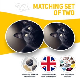Vinyl Stickers (Set of 2) 7.5cm - Black Cat Kitten #2603