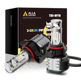 Alla Lighting 5200 Lms 3-Color Switchback LED PSX24W 2504 Fog Lights Bulbs 12276, Extremely Super Bright 6000K White/3000K Yellow/8000K Blue