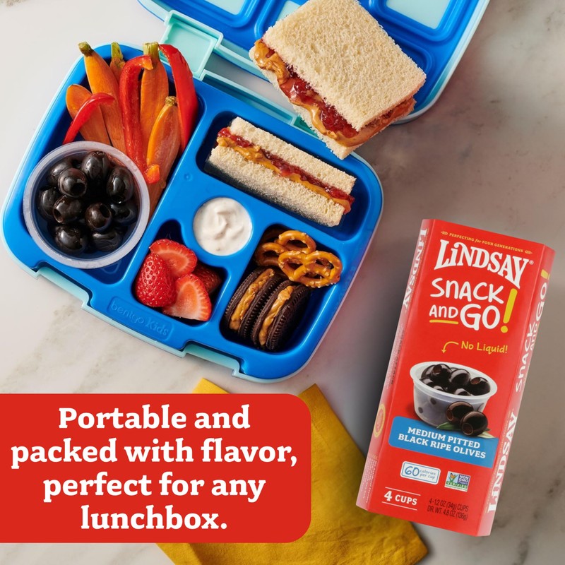 Lindsay Snack and Go! Medium Black Ripe Pitted Olives, 1.2