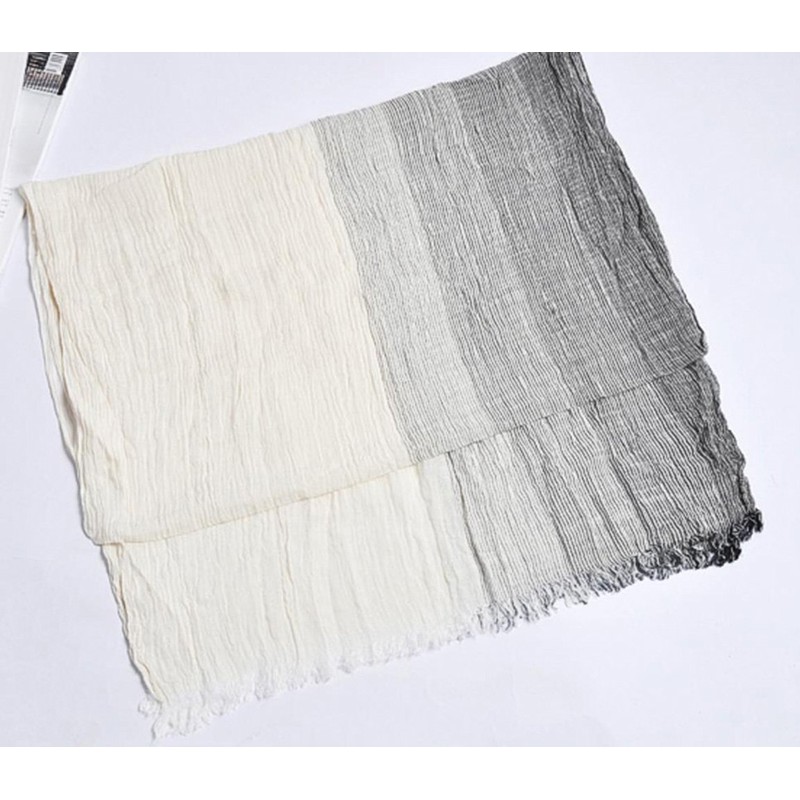 NIKA Men's Scarf, Large Stole, Unisex, Cotton, Linen, Striped, Gauze,