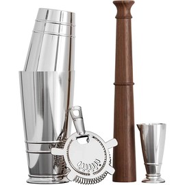 Crafthouse by Fortessa Professional Barware/Bar Tools by Charles Joly, Boston Shaker Gift Set, Silver