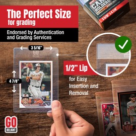 Semi Rigid Card Holders for PSA, SGC, BGS, CSG Grading - 100 Bundle - Baseball Card Sleeves - 50 Card Holders for Trading Cards + 50 Soft Sleeves - 3-5/16" x 4-7/8" with 1/2" Lip