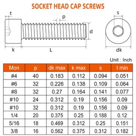 MewuDecor 5/16-18 x 1-1/4" (1/2" to 3" Available) Socket Head Cap Screws Bolts, Allen Socket Drive, Stainless Steel 18-8 (304), Fully Threaded, Bright Finish, Machine Thread, 10 PCS