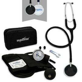 MEDSTAR | Kit Baumanómetro Aneroide con Estetoscopio de una Campana FULL COLOR (Negro)