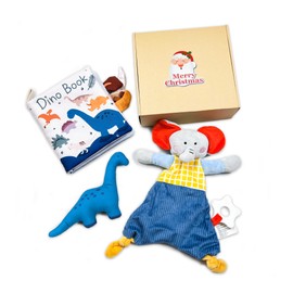 Richgv Baby Gift Set, Soft Dinosaur Book & Elephant Security Blanket for Newborn Infant Baby Boy Gifts 0 3 6 12 Months Super Soft Baby Toys Teething Toys Baby Christmas Stocking Stuffers