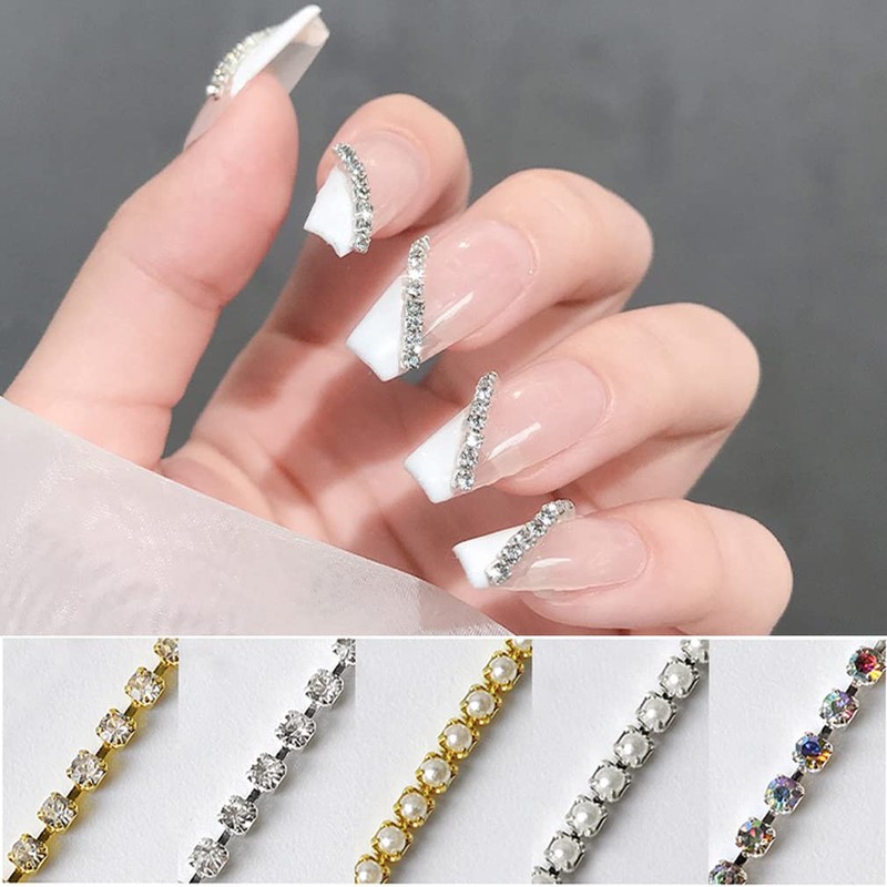 Chisafly Nail Parts, Chain, Rhinestone Chain, Sparkling, Nail Chain, Parts,