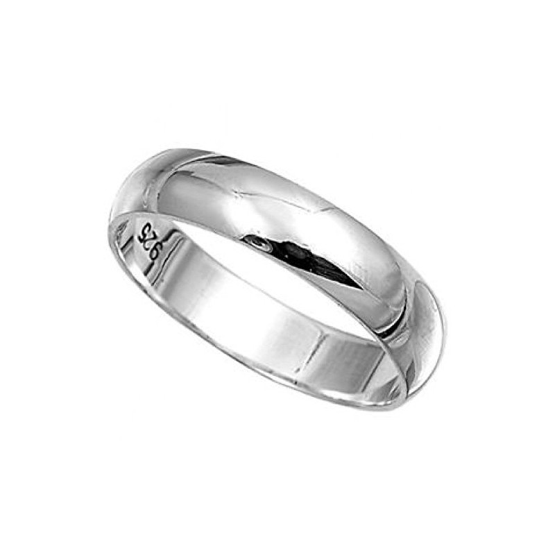 Men's 925 Solid Sterling Silver Polished 4mm wide band ring