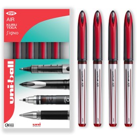 uni-ball AIR - 0.7mm Medium Rollerball - UBA-188-L - In Gift Box Packaging (Pack of 4, Red)