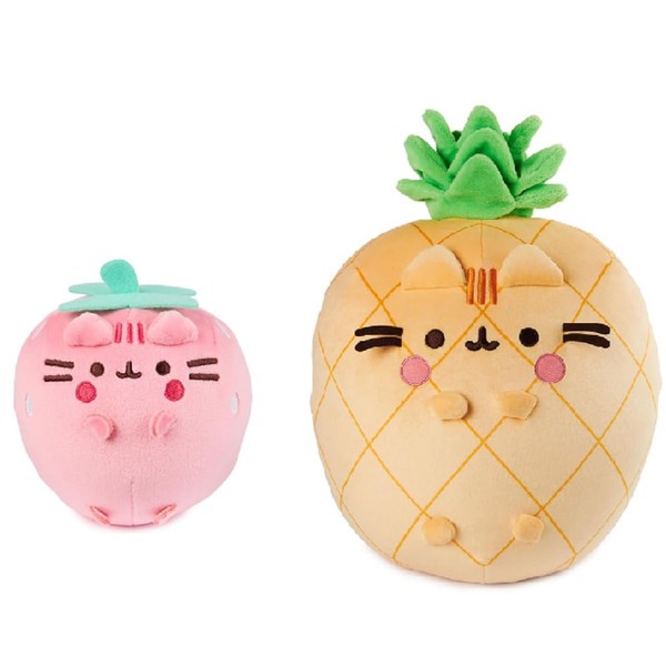 SpnMaster Gnd Pusheenn 2 Piece Fruit Squishy Plush Bundle, 4"