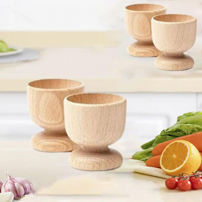 Wooden Egg Cups 4 Egg Cups Boiled Egg Holder Easter