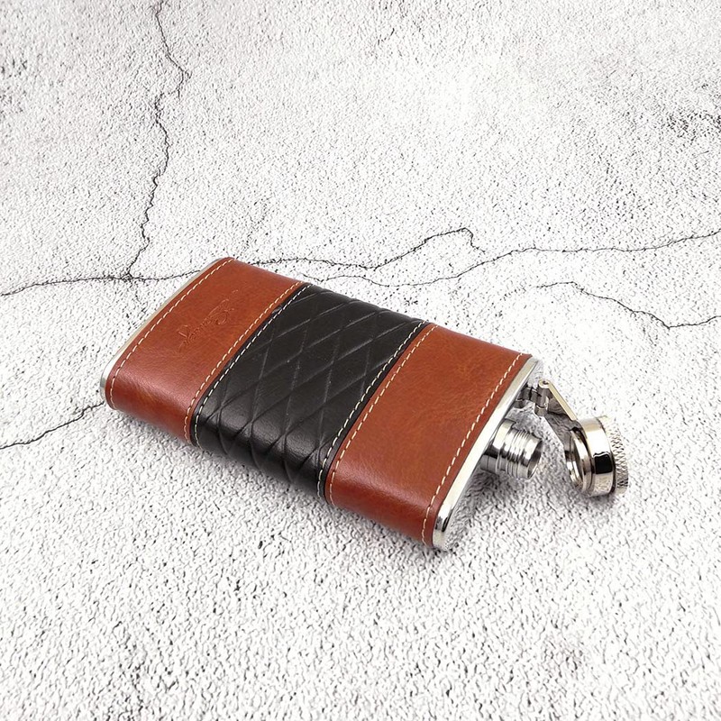 iSavage 4oz Leather Wrapped Hip Flask-YM156