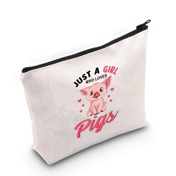 LEVLO Funny Pig Cosmetic Bag Animal Lover Gift for Girls Love Pigs Makeup Bag with Zipper Gift for Women Girls, Loves Pigs Bag