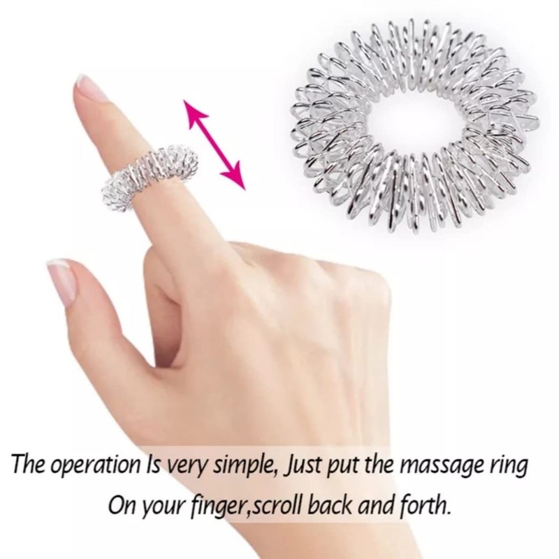 Pack of 2 Massage Rings for Fingers Made of Stainless