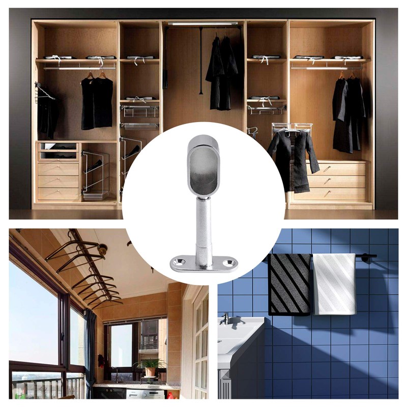INCREWAY Closet Rod Support, 4Pcs Zinc Alloy Adjustable Oval Wardrobe
