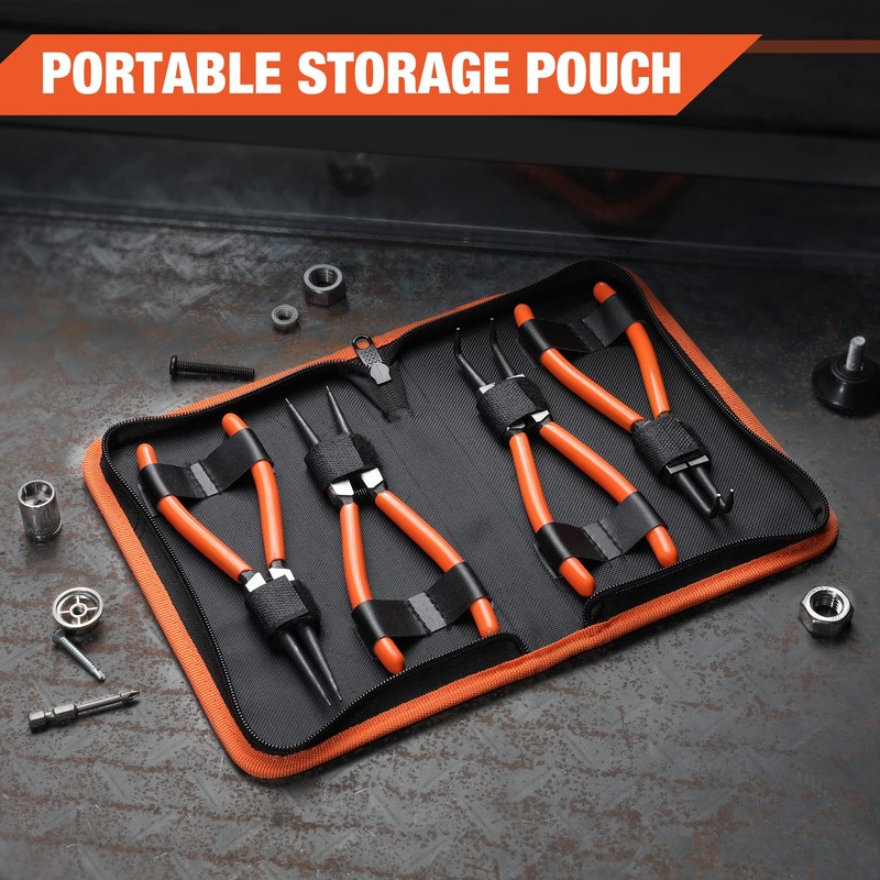 ValueMax 4 PCS Snap Ring Pliers Heavy Duty Set, Circlip