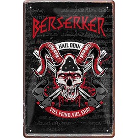 schilderkreis24 Tin Sign 20 x 30 cm "Berserker Hail Odin" – Viking Decoration, Gift Idea for Fans of Norse Mythology