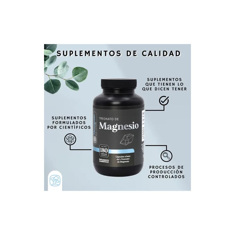 Treonato Magnesio Magnesium Threonate Vitaminas Mujer Hombre 180 Cápsulas Meses