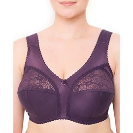 Wireless Plus Size Bra Wide Strap Unlined Minimizer Full Coverage 36 38 40 42 44 46 48 50 52 / C D E F G H I (42J, Purple)