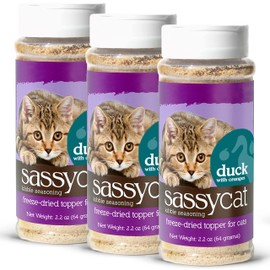 Herbsmith Sassy Cat Kibble Seasoning – Freeze Dried Duck – Cat Food Topper for Picky Eaters – Duck [Bundle x3]