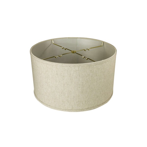 18x18x10 Textured Oatmeal Shallow Drum Lampshade with Brass Spider Fitter