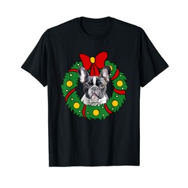 French Bulldog Wreath Christmas Funny Xmas Dog Lover T-Shirt