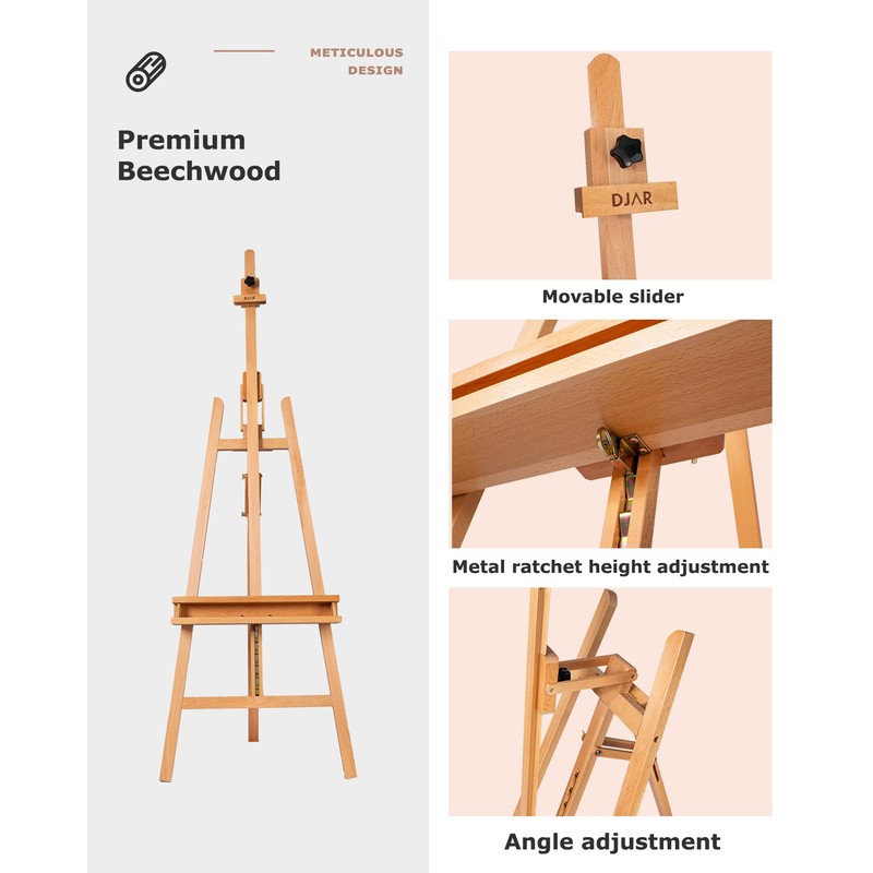 DJAR Art Easel Stand for Painting, Solid Beech Wood Adjustable