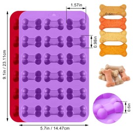 RUGVOMWM Set of 6，3 Packs Silicone Molds Puppy Dog Paw & Bone Shaped and 3 Packs Stainless Steel Dog Bone Cookie Cutters,for Homemade Treats、Paw、Ice、Candy and Chocolate Baking Mold